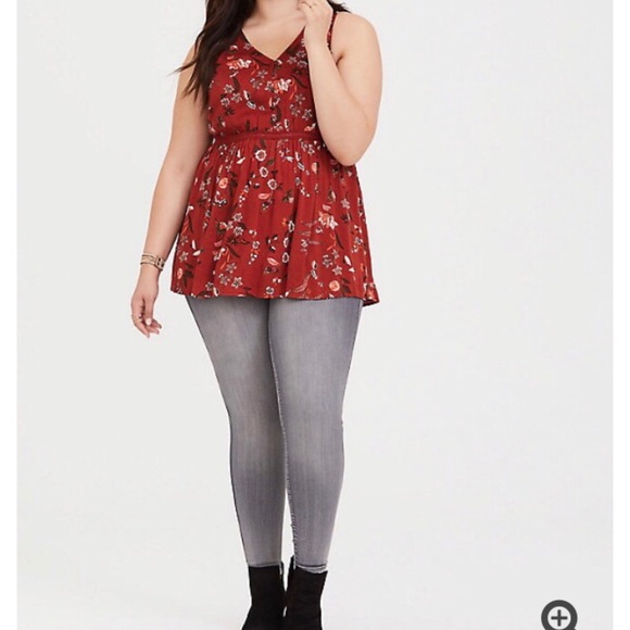 Torrid Ochre Floral Twill Babydoll Tunic Top 4X - Picture 15 of 16